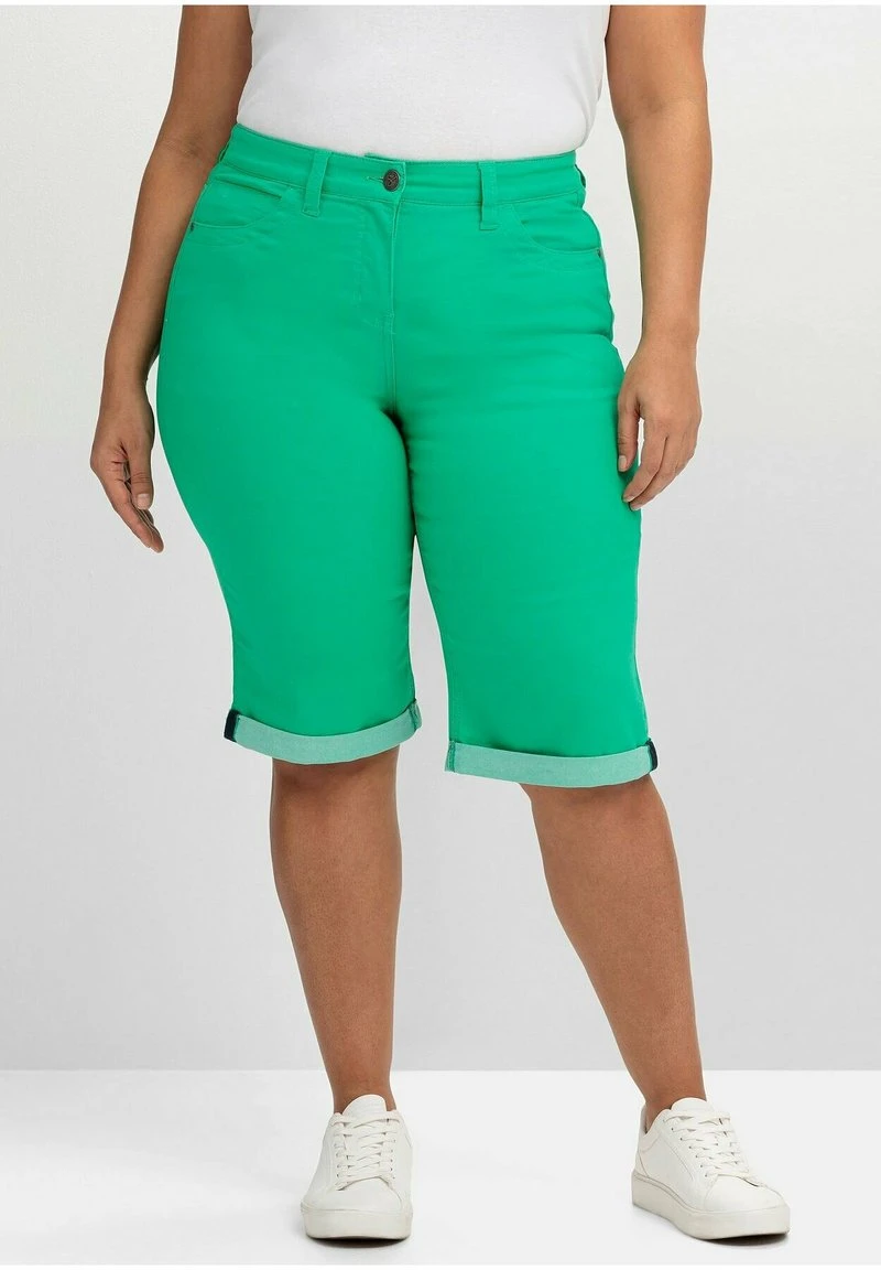Sheego Jeans Shorts - Blattgrün 3 Sheego Jeans Shorts - Blattgrün