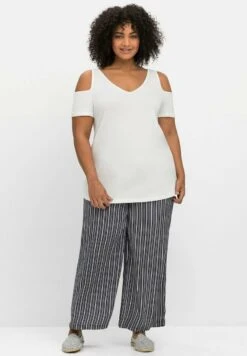 Sheego Stoffhose - Marine Gestreift