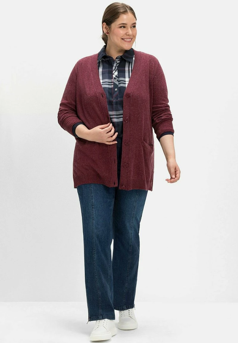 Sheego Strickjacke - Weinrot Meliert 4 Sheego Strickjacke - Weinrot Meliert – Bild 2