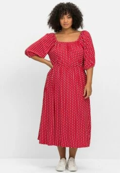 Sheego Jerseykleid - Rot Gemustert