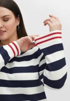 Sheego RAGLAN - Strickpullover - Marine Offwhite -Sheego 85c981b1755c451985c94bcb1e33149b