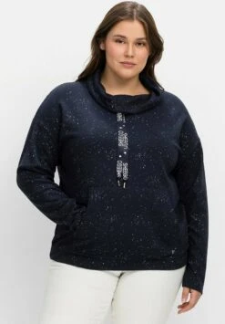 Sheego Sweatshirt - Nachtblau Weiß