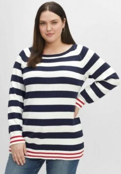 Sheego RAGLAN - Strickpullover - Marine Offwhite -Sheego 8c144eb7f74f4bcc94dd27ae8fb76621 1