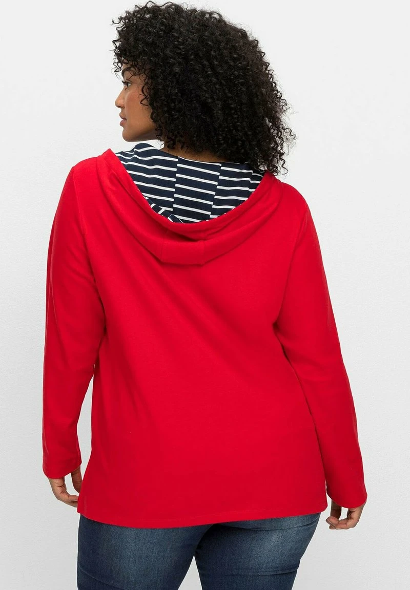 Sheego Kapuzenpullover - Mohnrot 5 Sheego Kapuzenpullover - Mohnrot – Bild 3