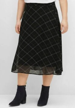 Sheego A-Linien-Rock - Schwarz Gemustert