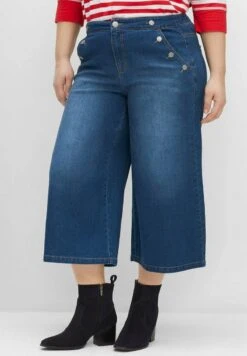 Sheego Flared Jeans - Blue Used Denim