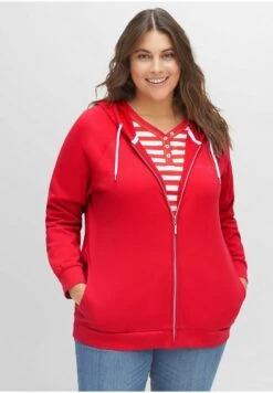 Sheego Sweatjacke - Mohnrot