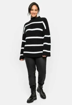 Sheego Strickpullover - Black/ White -Sheego 985a461f5ea54f07b8f6db98653648b0