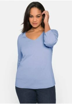 Sheego Langarmshirt - Mittelblau -Sheego 9b21b0468b004accafb49ea4cfabaa3e