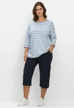 Sheego RINGEL - Langarmshirt - Mittelblau/offwhite -Sheego 9b2bb635b5f04ecbae25b05db97b01f0