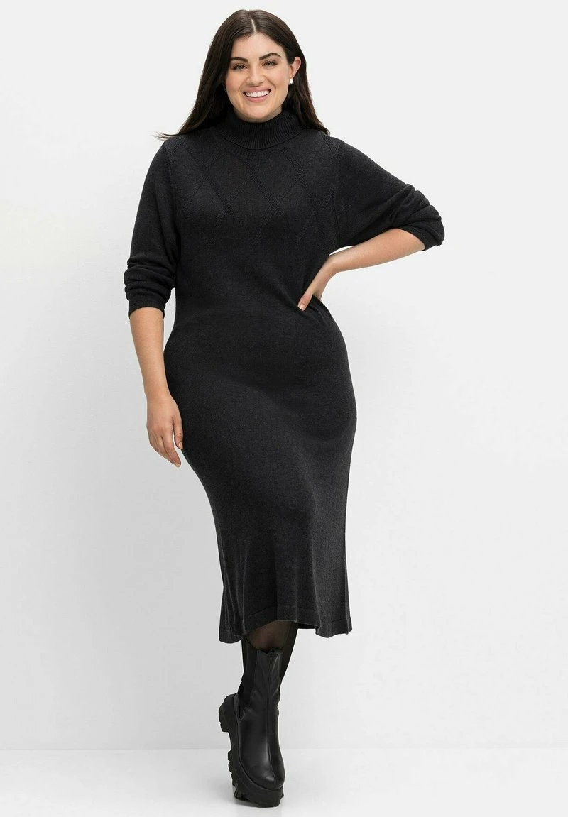 Sheego Strickkleid - Schwarz Meliert 3 Sheego Strickkleid - Schwarz Meliert