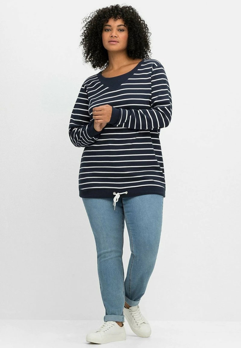 Sheego Sweatshirt - Blau-weiß 4 Sheego Sweatshirt - Blau-weiß – Bild 2