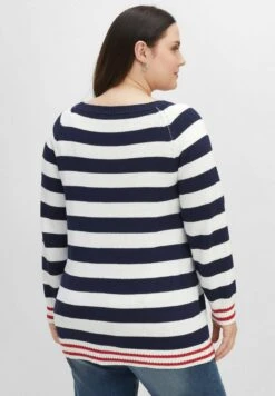 Sheego RAGLAN - Strickpullover - Marine Offwhite -Sheego a33f8ab9c8d944deb754992d235a0458