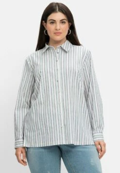 Sheego Hemdbluse - Weiß Gestreift