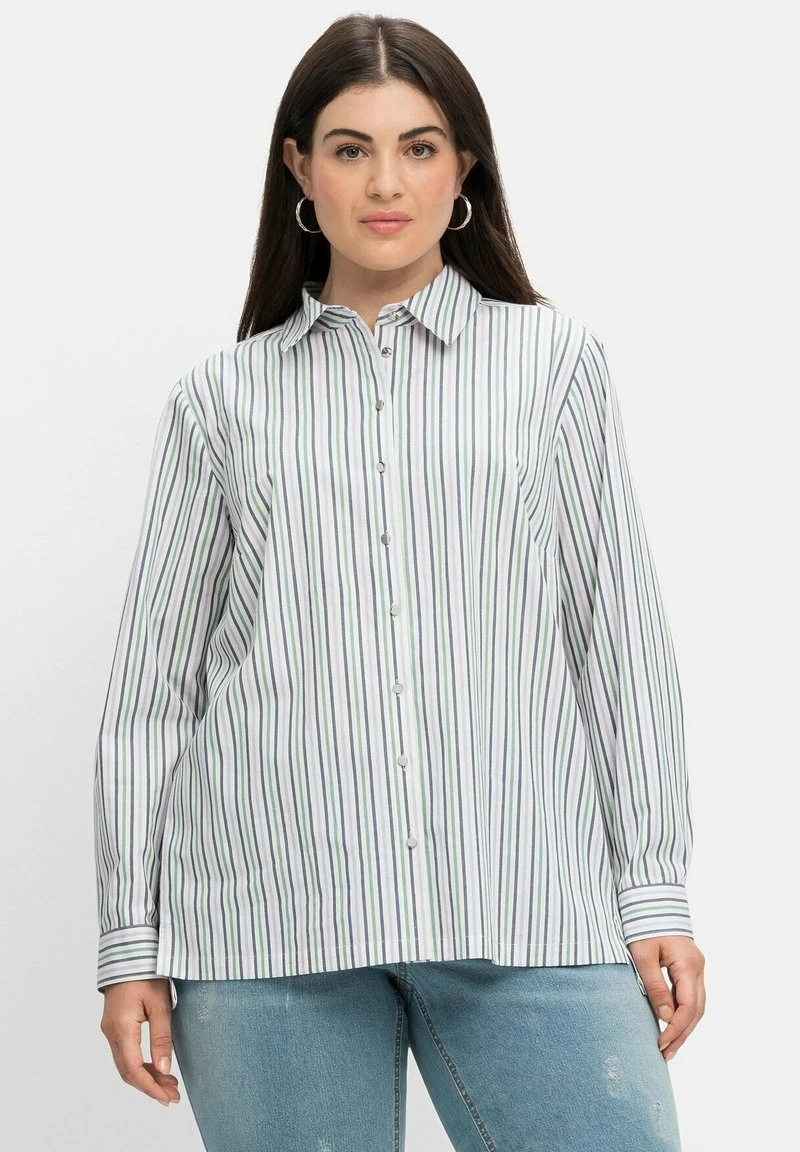 Sheego Hemdbluse - Weiß Gestreift 3 Sheego Hemdbluse - Weiß Gestreift