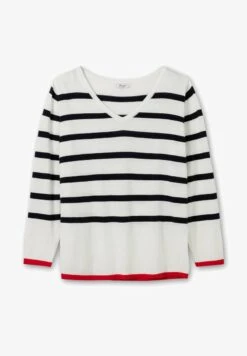 Sheego Strickpullover - Offwhite Gestreift -Sheego aa16d28f69e145ea84bcd92a7d1692f9