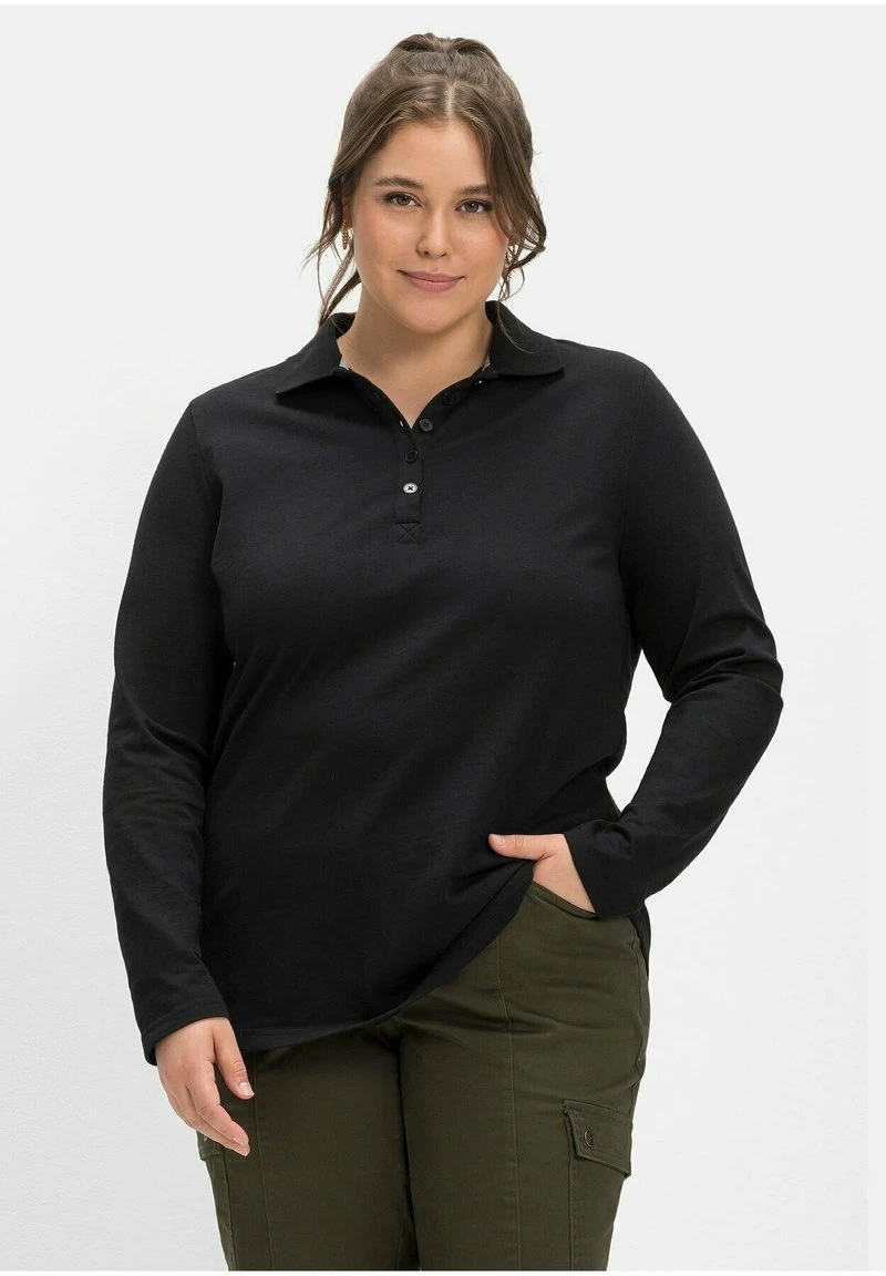 Sheego Poloshirt - Schwarz Meliert 8 Sheego Poloshirt - Schwarz Meliert – Bild 6