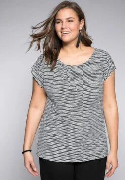 Sheego T-Shirt Print - Black/ White