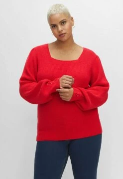 Sheego Strickpullover - Mohnrot