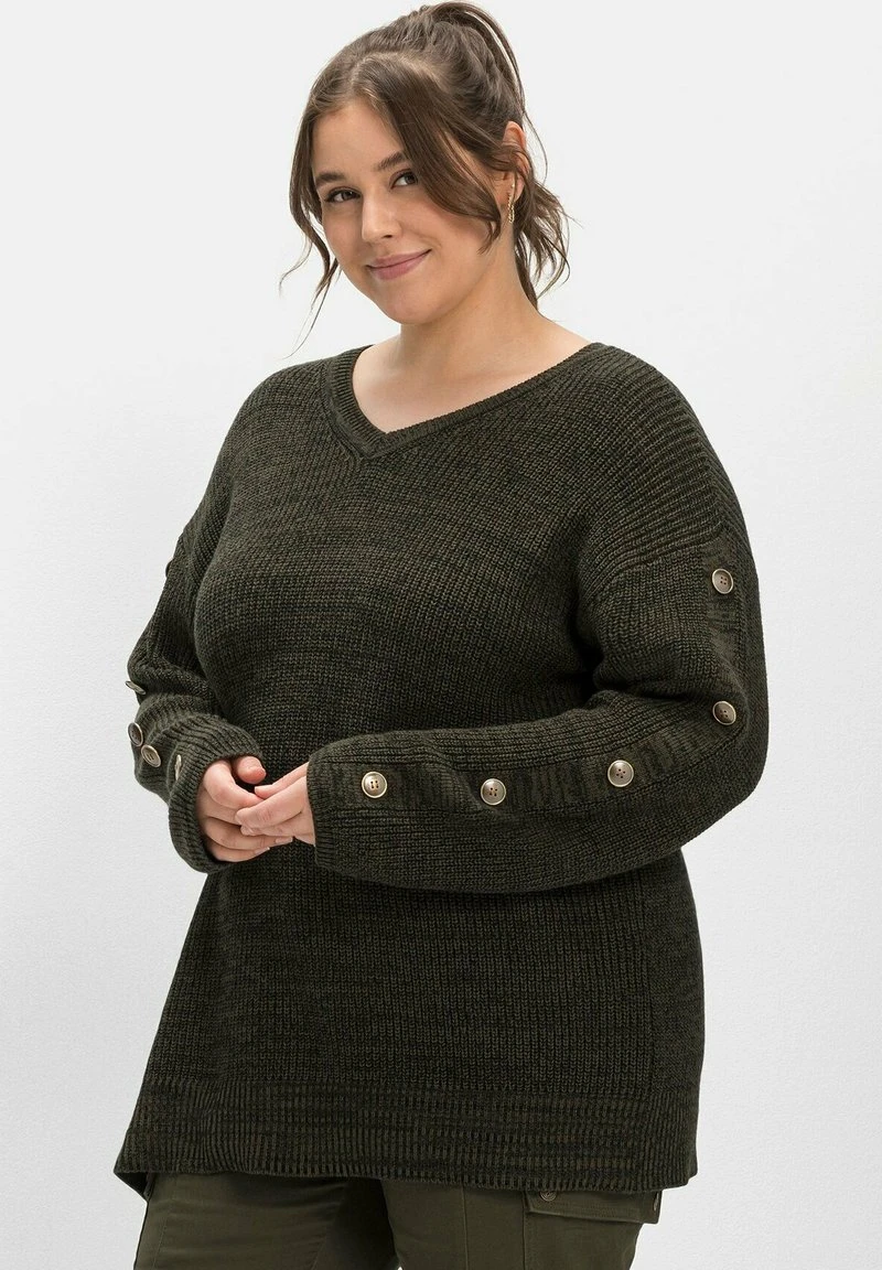 Sheego Strickpullover - Dunkeloliv Meliert 8 Sheego Strickpullover - Dunkeloliv Meliert – Bild 6