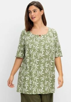 Sheego T-Shirt Print - Khaki Gemustert