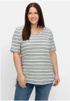 Sheego T-Shirt Print - Offwhite Gestreift