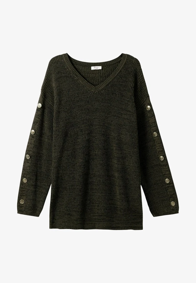Sheego Strickpullover - Dunkeloliv Meliert 7 Sheego Strickpullover - Dunkeloliv Meliert – Bild 5