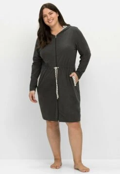 Sheego MORGENMANTEL - Bademantel - Anthrazit Meliert