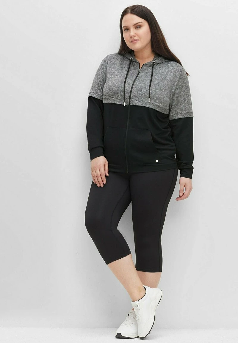 Sheego Sweatjacke - Schwarz Grau Meliert 4 Sheego Sweatjacke - Schwarz Grau Meliert – Bild 2
