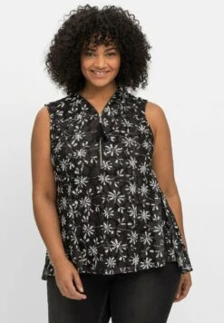 Sheego MESH - Bluse - Schwarz Gemustert