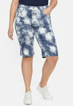 Sheego BERMUDAS - Jeans Shorts - Royalblau/weiß