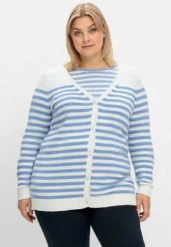 Sheego Strickjacke - Mittelblau Offwhite -Sheego db9caac7a0ff4e40a303288b291562e9 1