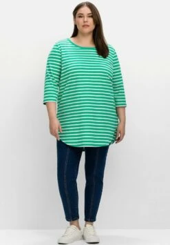 Sheego Langarmshirt - Blattgrün Weiß -Sheego dcb43e7810644d4f999ed71062fe7632