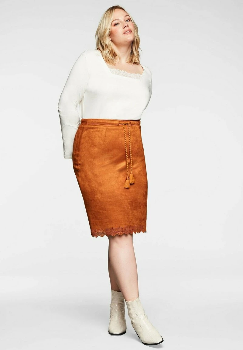 Sheego Bleistiftrock - Karamell 4 Sheego Bleistiftrock - Karamell – Bild 2