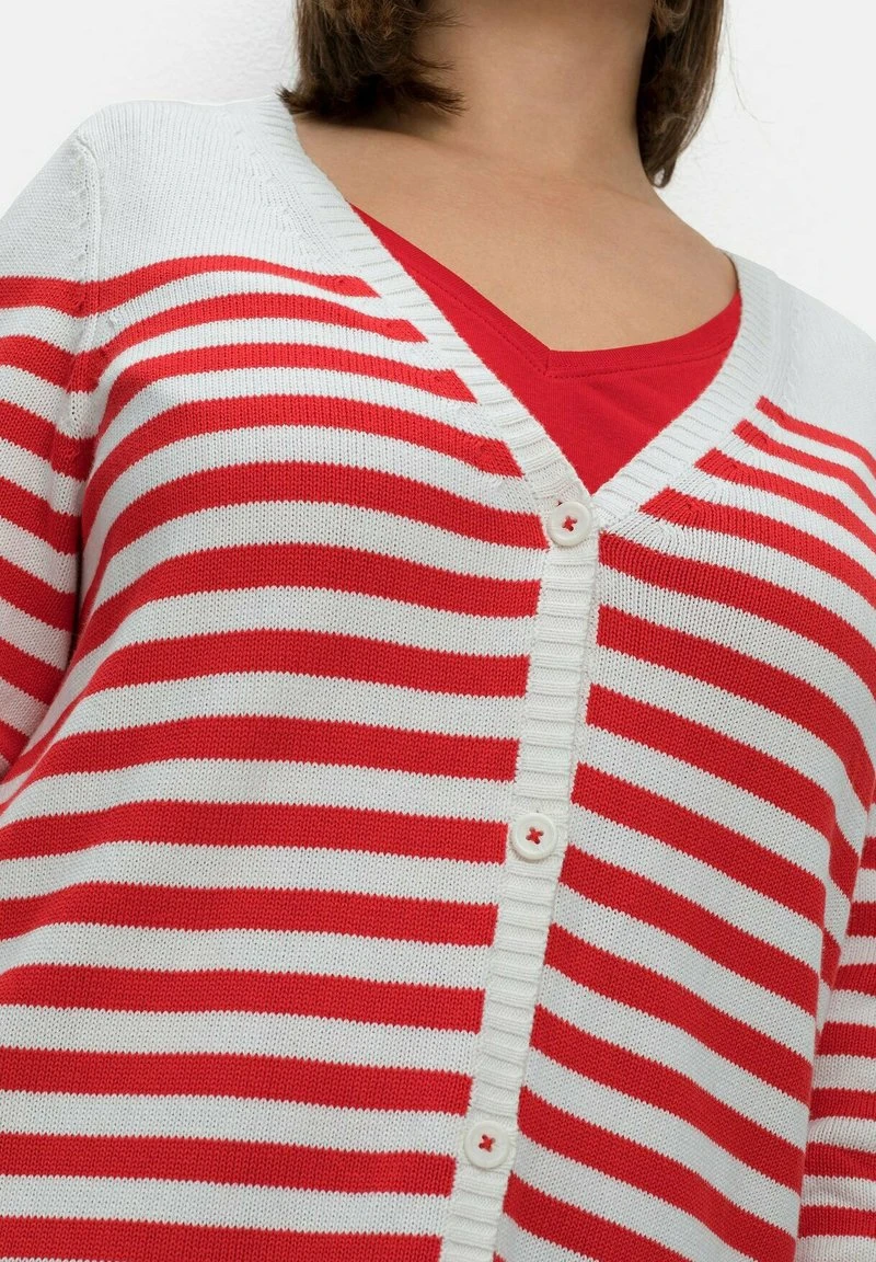 Sheego Strickjacke - Mohnrot/offwhite 6 Sheego Strickjacke - Mohnrot/offwhite – Bild 4