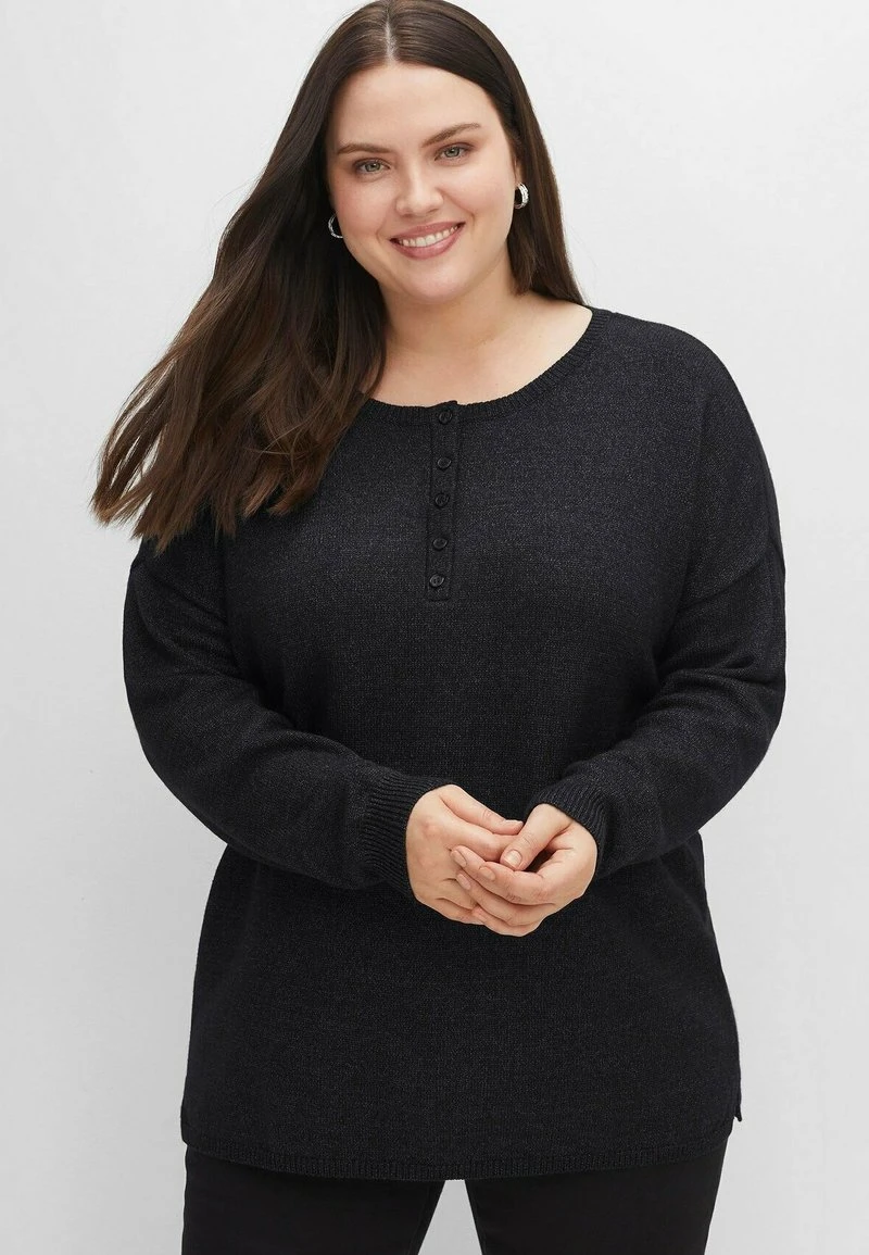 Sheego Strickpullover - Schwarz Meliert 8 Sheego Strickpullover - Schwarz Meliert – Bild 6