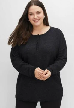 Sheego Strickpullover - Schwarz Meliert