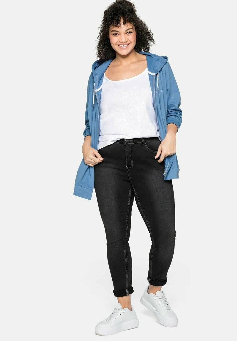 Sheego Sweatjacke - Jeansblau 4 Sheego Sweatjacke - Jeansblau – Bild 2