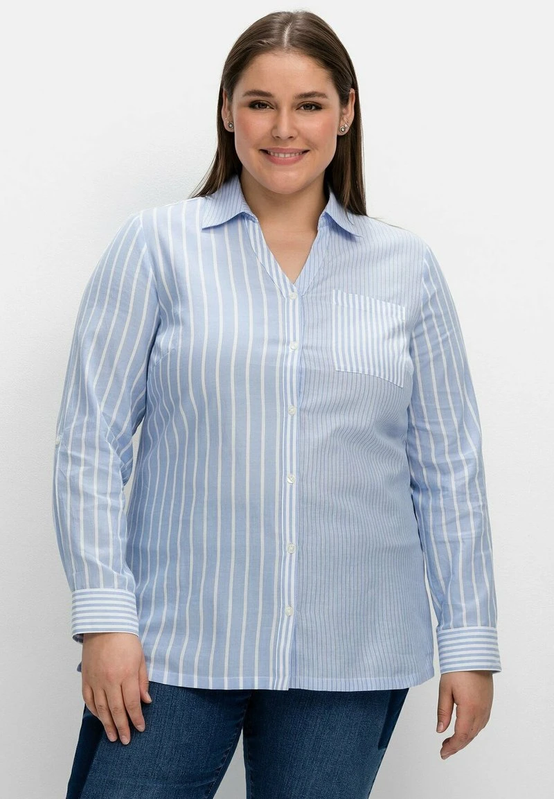Sheego Hemdbluse - Mittelblau Gestreift 3 Sheego Hemdbluse - Mittelblau Gestreift