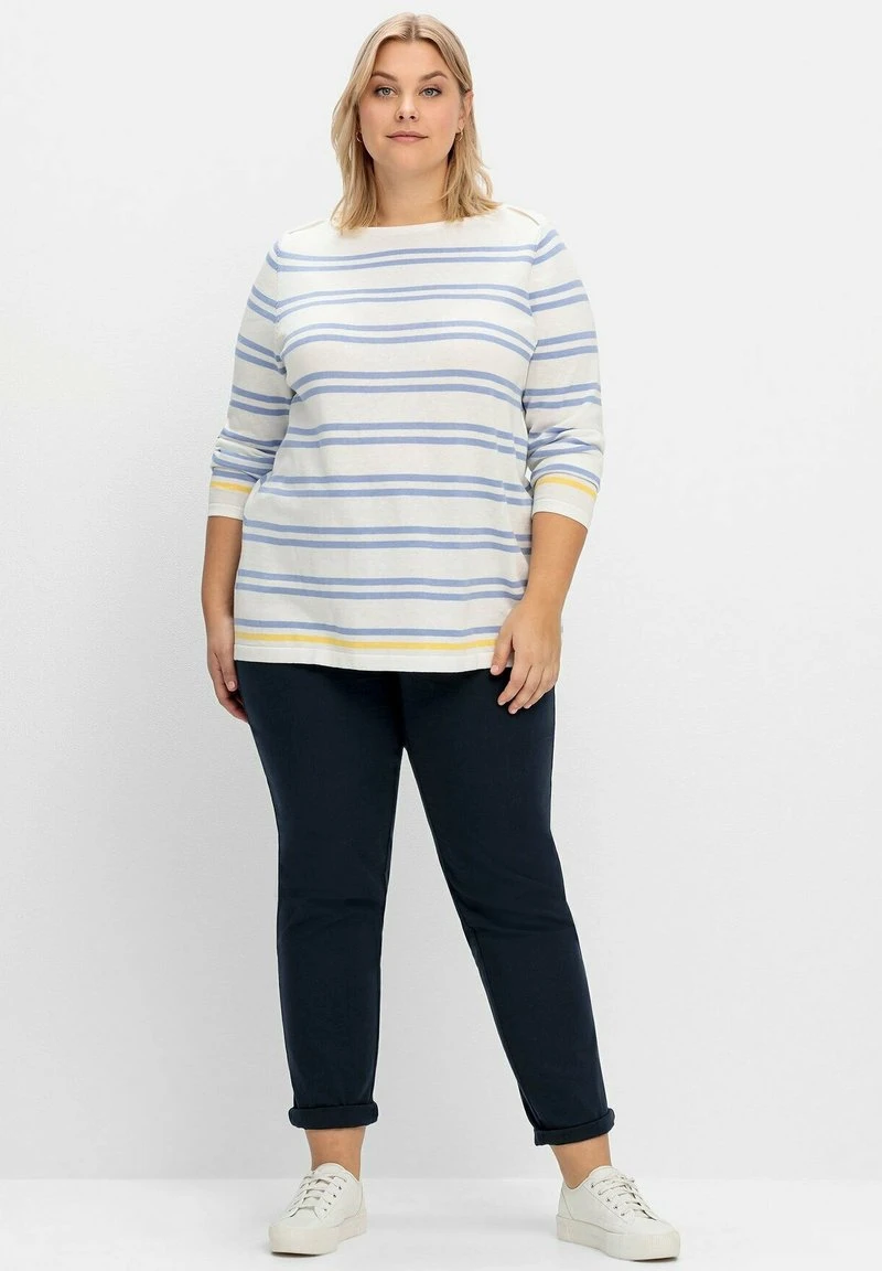 Sheego Strickpullover - Weiß Gestreift 4 Sheego Strickpullover - Weiß Gestreift – Bild 2