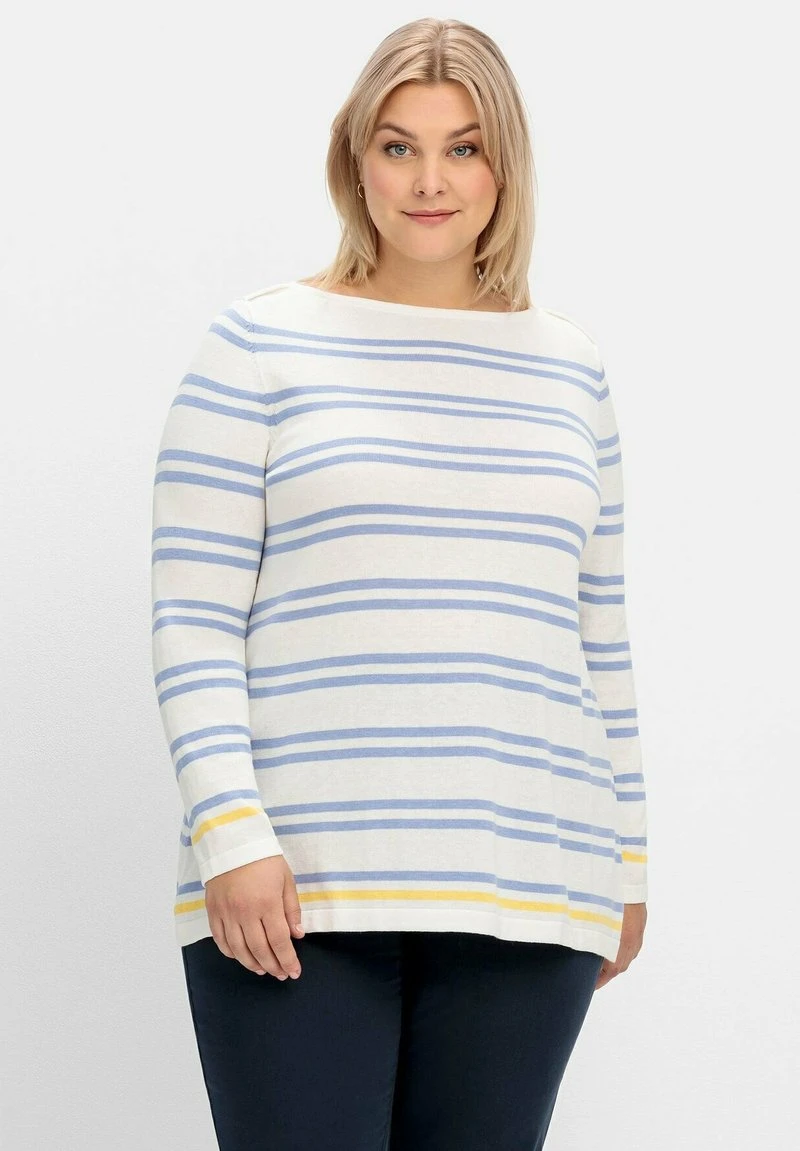 Sheego Strickpullover - Weiß Gestreift 3 Sheego Strickpullover - Weiß Gestreift