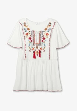 Sheego Bluse - Weiß Gemustert -Sheego f36d15a7cf6d4a2e9cff894f2732f300