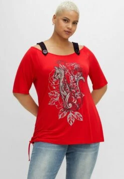 Sheego T-Shirt Print - Mohnrot Bedruckt