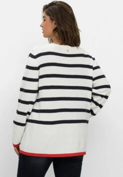 Sheego Strickpullover - Offwhite Gestreift -Sheego f9335071bd484f39a808dcf5ef3dc209