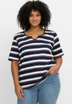 Sheego T-Shirt Print - Blau Weiß